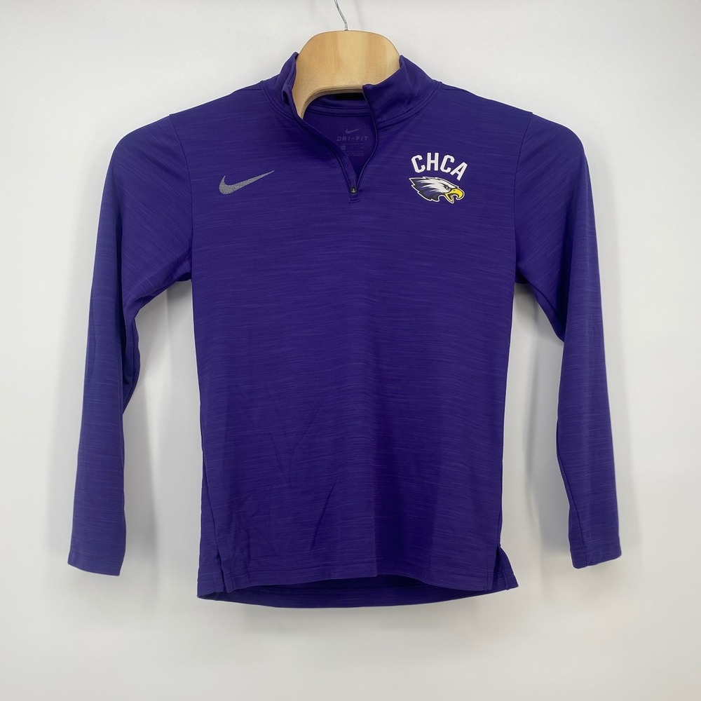 Nike Pullover Youth Medium Purple CHCA Eagles Dri-FIT 1/4 Zip Excellent